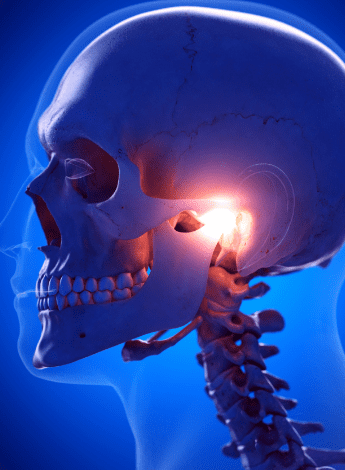 A circle of light emanates from the jaw of a 2D animated skull. 